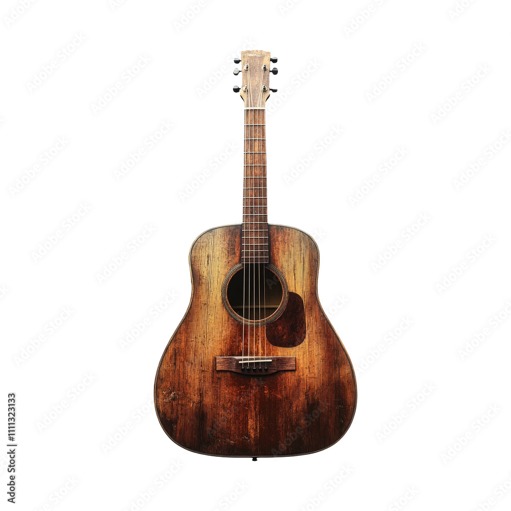 Naklejka premium Acoustic Guitar Isolated on Transparent Background