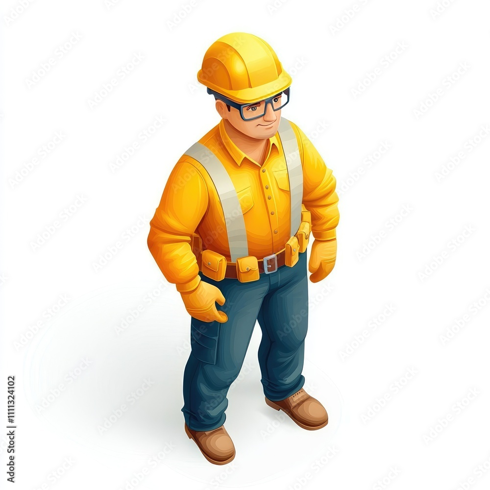 Isometric illustration of a construction worker. (1) Isometric illustration of a construction worker. (1)
