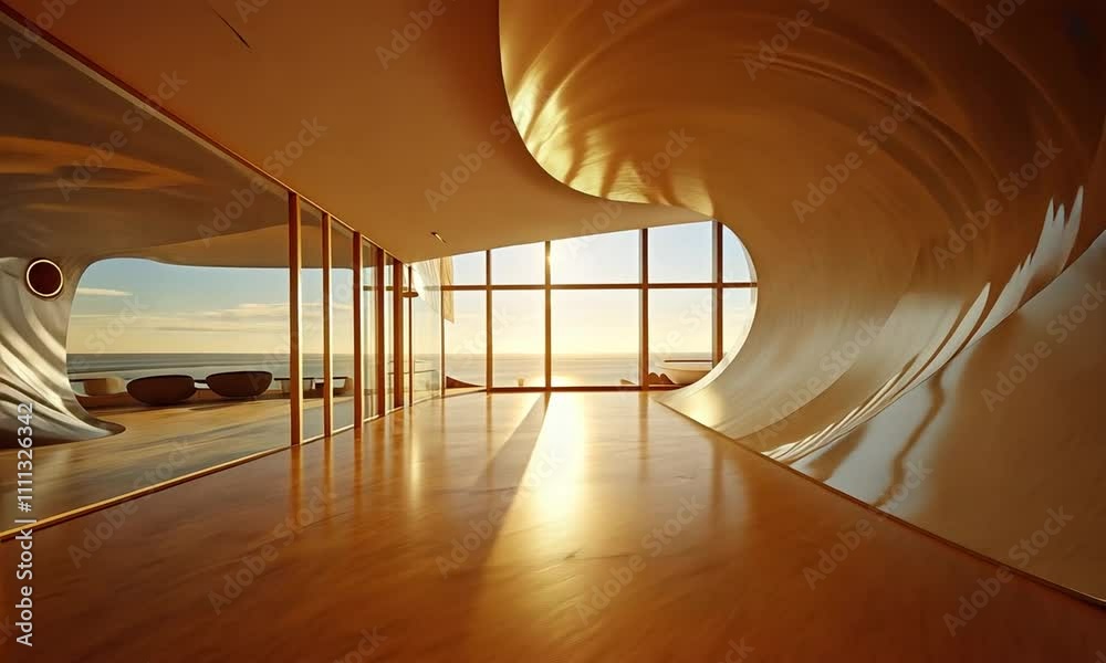 Sunrise Interior Design: Wave-Shaped Architecture by the Ocean