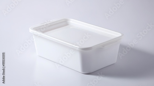 Plain food container with a simple, minimalist design, ideal for storing and packaging food, showcasing versatility and practicality for home use, takeout, or meal prep.