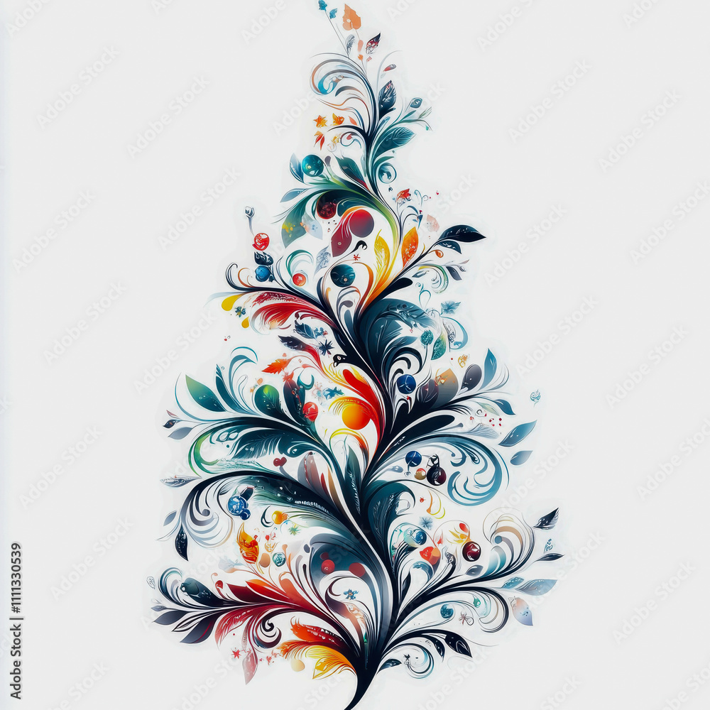 Elegant Swirling Tree Design with Colorful Elements and Abstract Floral Patterns on a Light Background for Artistic and Creative Projects Elegant Swirling Tree Design with Colorful Elements and Abstract Floral Patterns on a Light Background for Artistic and Creative Projects
