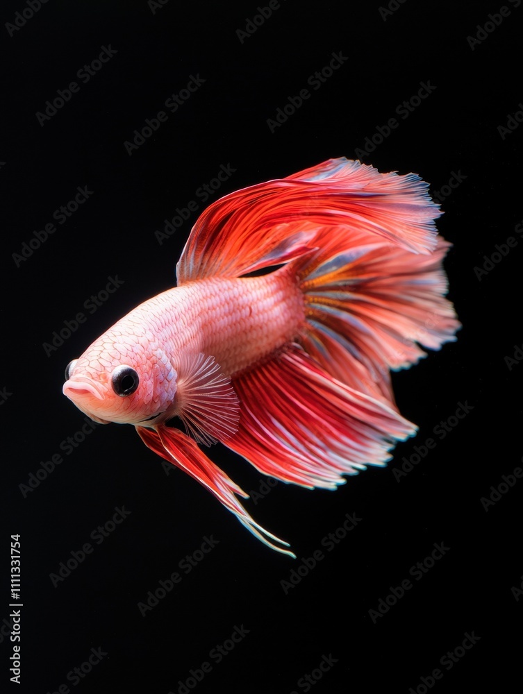 Vibrant betta fish swimming against black background Vibrant betta fish swimming against black background