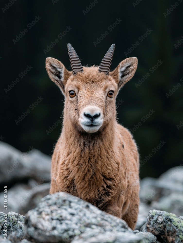 Fototapeta premium Closeup of a curious mountain goat