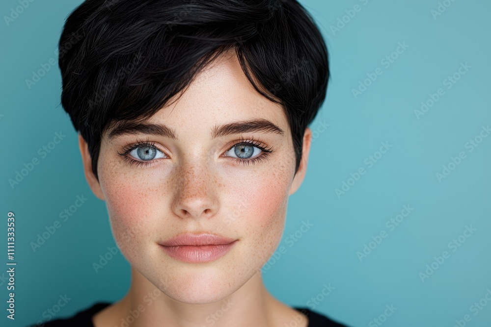 Striking portrait of a woman with piercing blue eyes Striking portrait of a woman with piercing blue eyes
