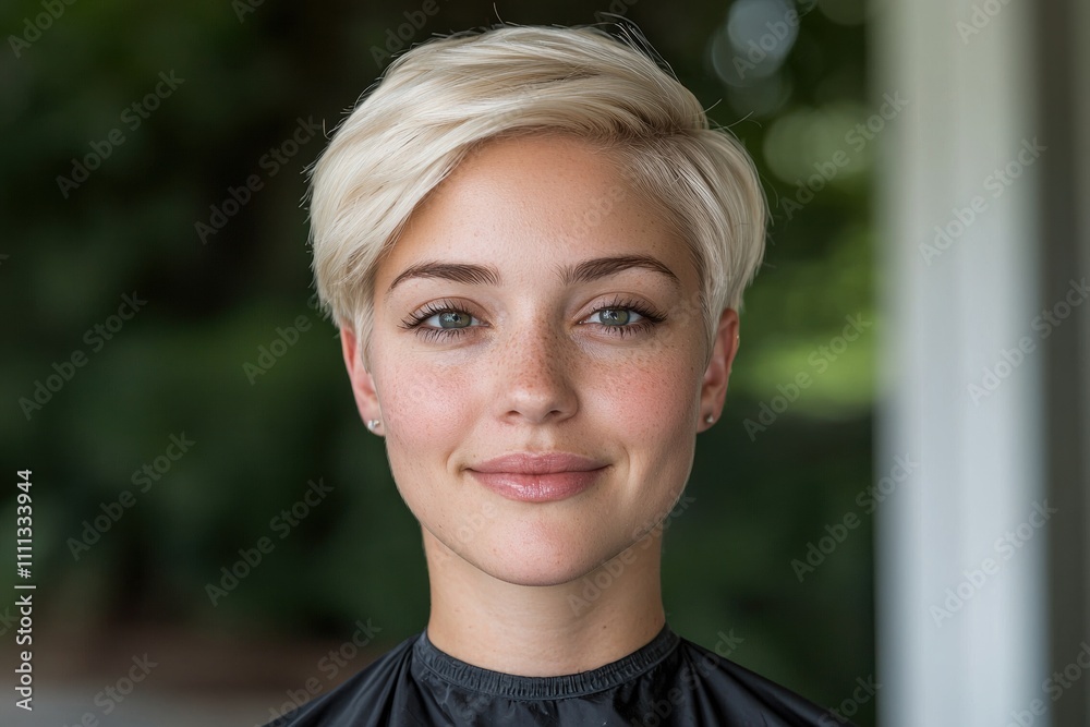Confident young woman with short blonde hair Confident young woman with short blonde hair
