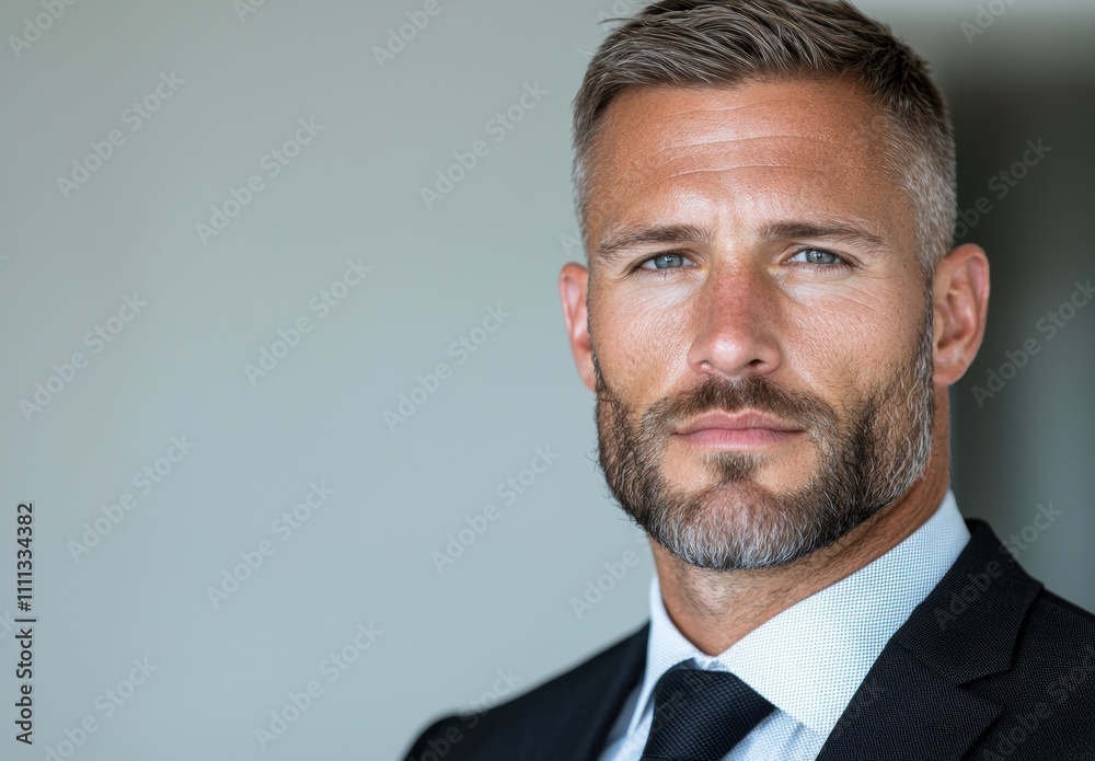 Confident businessman with beard and suit Confident businessman with beard and suit