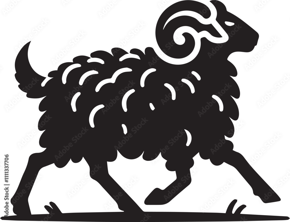 A sheep wagging its tail while walking away silhouette vector