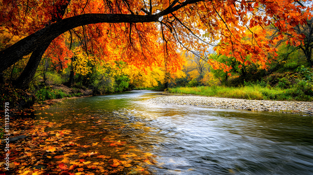 Obraz premium autumn forest in the morning