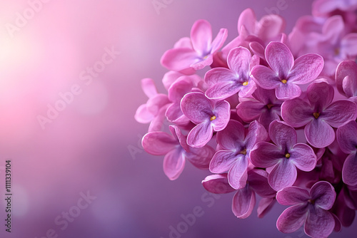 Delicate Purple Lilac Blossoms Close Up