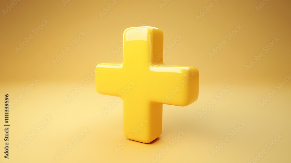 Fototapeta premium Minimalist 3D plus icon with a sleek design and modern aesthetic, ideal for user interface elements, branding, or digital graphics.