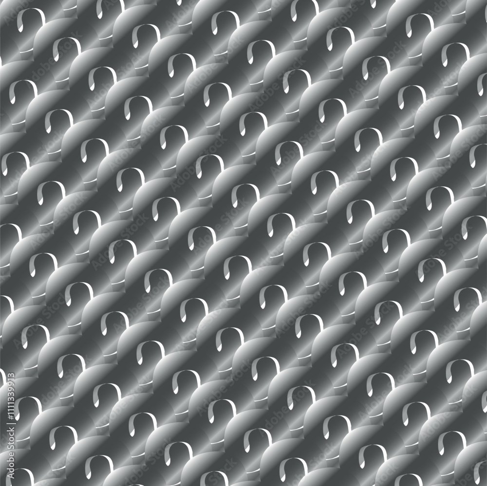 Obraz premium Metallic wavy surface with lines and repeating shapes.