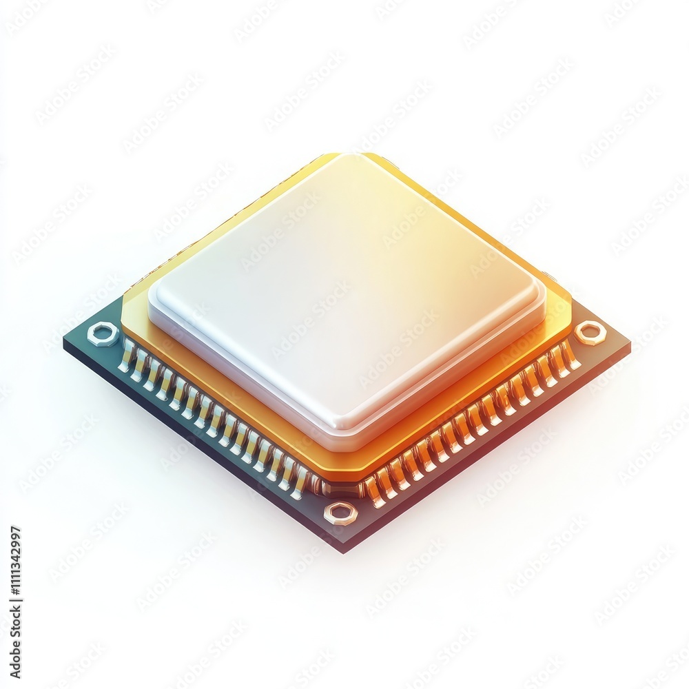 Isometric view of a computer processor. Isometric view of a computer processor.