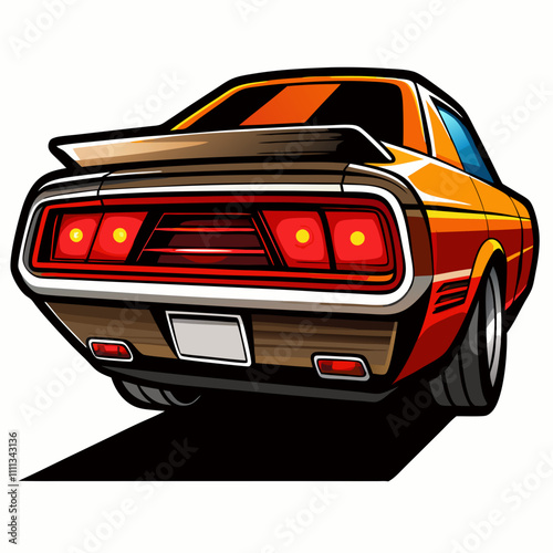 muscle car tail light illustration design