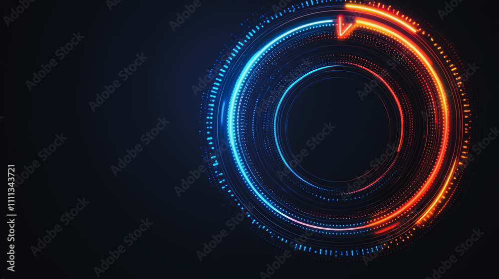 Abstract black background with Colorful circle lines. Digital future technology . Abstract business connection of lines from nodes innovation of communication in the network. Abstract black background with Colorful circle lines. Digital future technology . Abstract business connection of lines from nodes innovation of communication in the network.