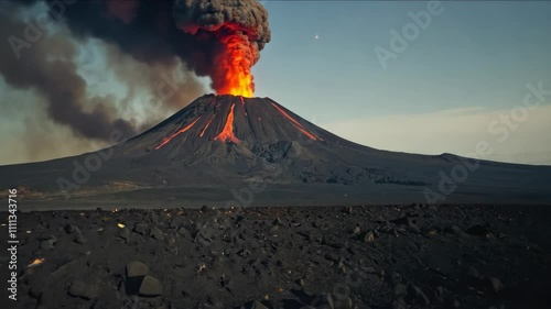 burning volcano in the sky