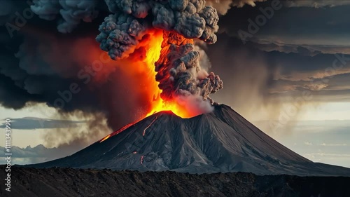 burning volcano in the sky