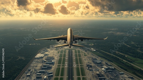 Jet Soaring into the Sky at Sunset photo