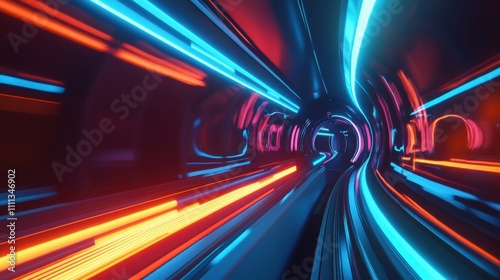 Wallpaper Mural Futuristic High-Speed Train Interior in Neon Lights Torontodigital.ca
