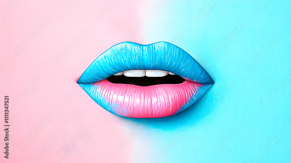 Obraz premium Vibrant Lips Dancing in Dreamlike Hues