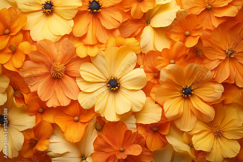 Orange and Yellow Flowers Blossom Close Up
