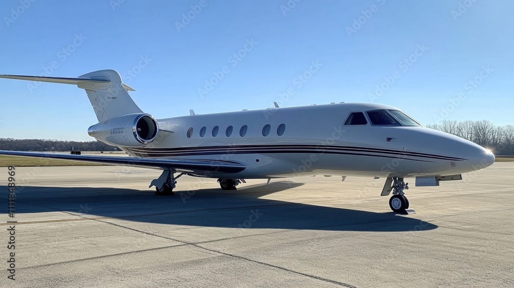 Private Jet Ready for Takeoff on Runway Private Jet Ready for Takeoff on Runway