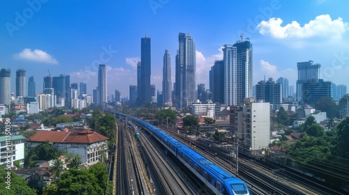 Vibrant Jakarta MRT Train in Urban Landscape