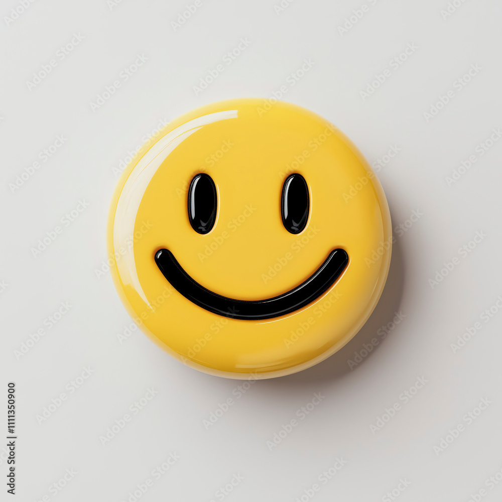 3D yellow smiley face on a white background 3D yellow smiley face on a white background