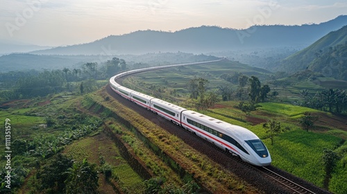 High-Speed Rail in Scenic Indonesian Landscape