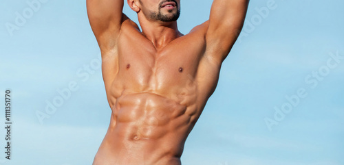 Obraz na plátně Sportsman with good abs, six pack