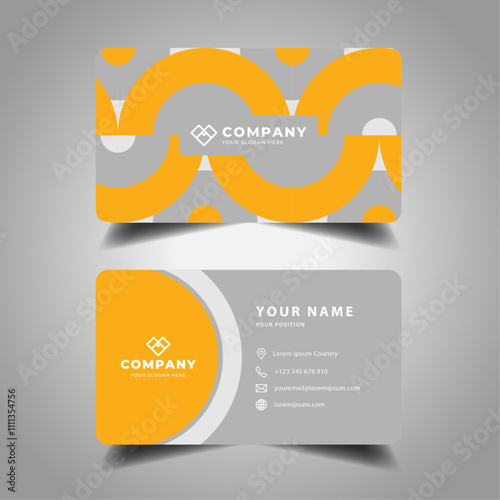 Stylish gray and orange business card with a professional and contemporary layout.