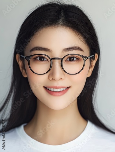 Smiling Woman in Glasses Portrait