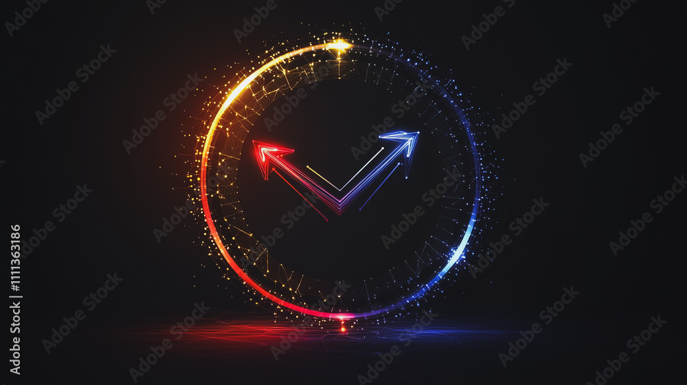 Abstract black background with Colorful circle lines. Digital future technology . Abstract business connection of lines from nodes innovation of communication in the network. Abstract black background with Colorful circle lines. Digital future technology . Abstract business connection of lines from nodes innovation of communication in the network.