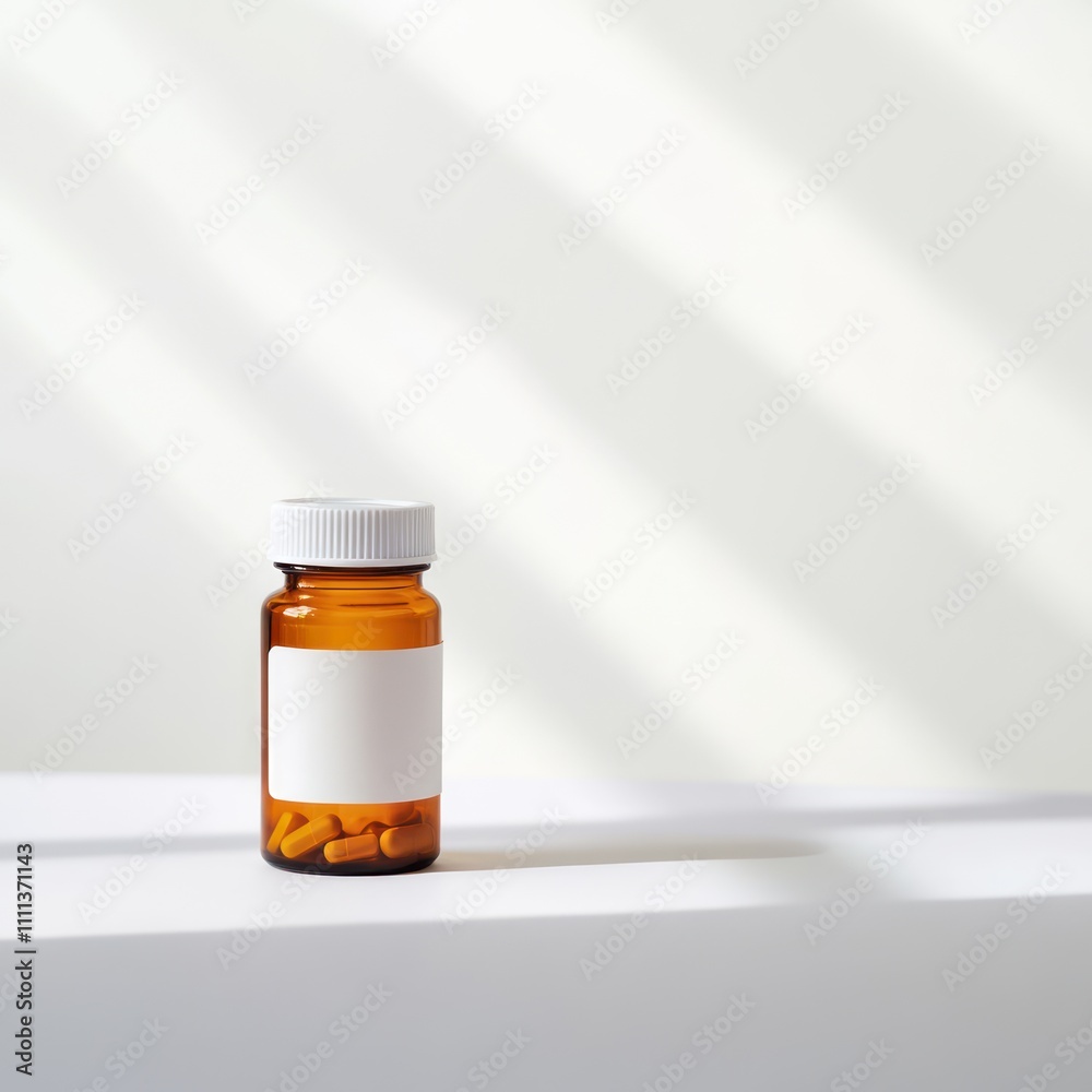 Pill bottle prescription labels light surface Pill bottle prescription labels light surface