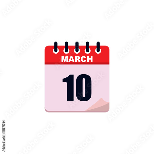 Icon of the 10 th in March , Day 10 of month. Vector illustration photo