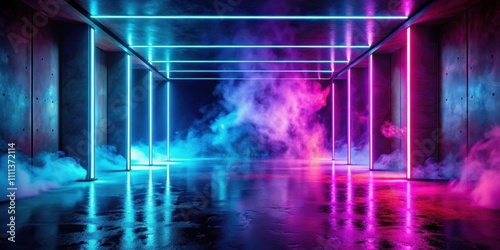 Neon abstract scene background with smoke  concrete  reflection   neon  abstract  scene  background  smoke  concrete  reflection