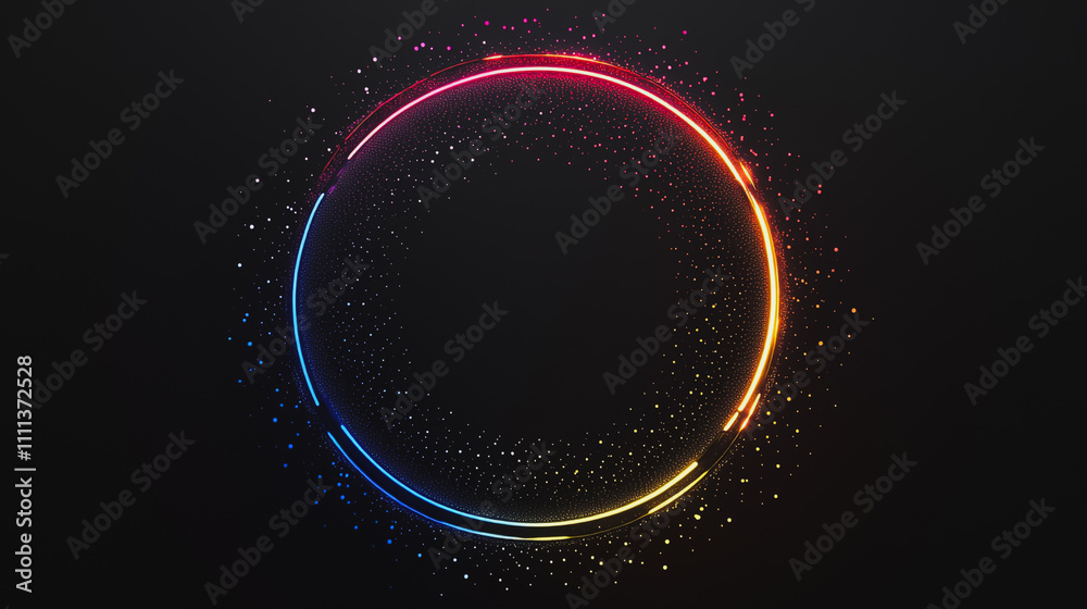 Abstract black background with Colorful circle lines. Digital future technology . Abstract business connection of lines from nodes innovation of communication in the network. Abstract black background with Colorful circle lines. Digital future technology . Abstract business connection of lines from nodes innovation of communication in the network.