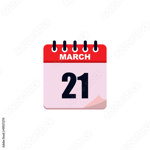 Icon of the 21 th in March , Day 21 of month. Vector illustration