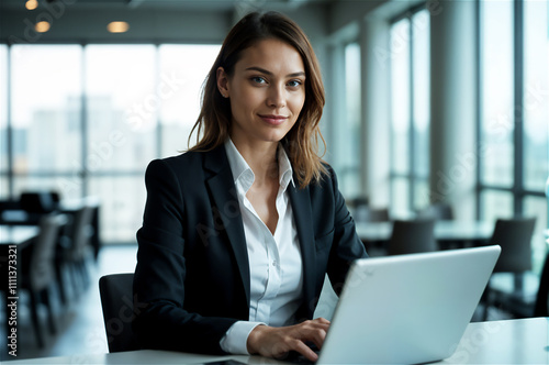 Focused Businesswoman in Contemporary Office photo