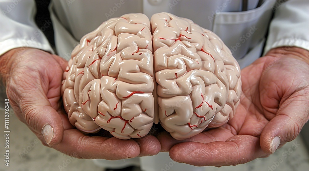 Φωτογραφία human brain, doctor holding brain sickness and mental illness diagnosis in neuro