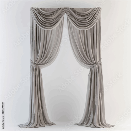 curtain. interior decoration. 3d illustration. window with curtains..eps