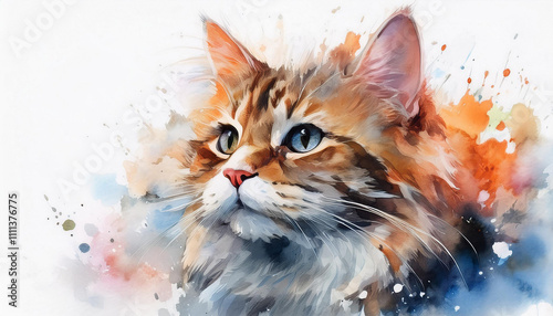 Watercolor Cat Art