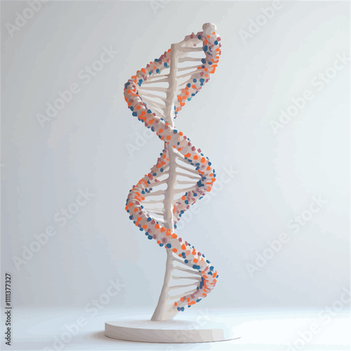 DNA model on a white background. 3d rendering, 3d illustration..eps