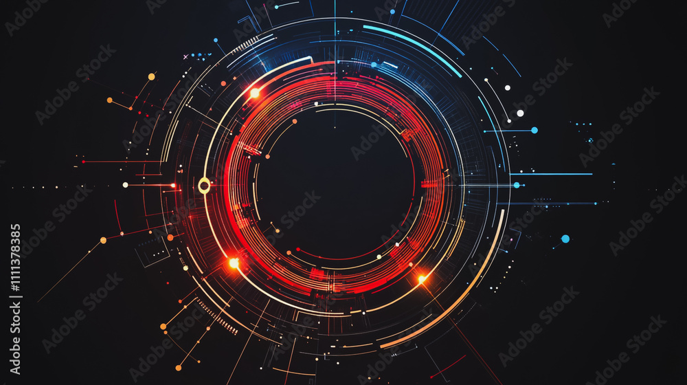 Abstract black background with Colorful geometric lines. Digital future technology . Abstract business connection of lines from nodes innovation of communication in the network.