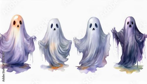 watercolor Halloween Ghost set photo