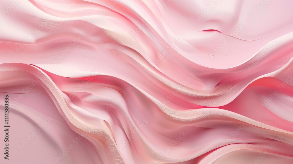 Obraz premium Elegant pink pastel satin fabric flowing and creating soft smooth waves, perfect for backgrounds, wallpapers, and textile designs