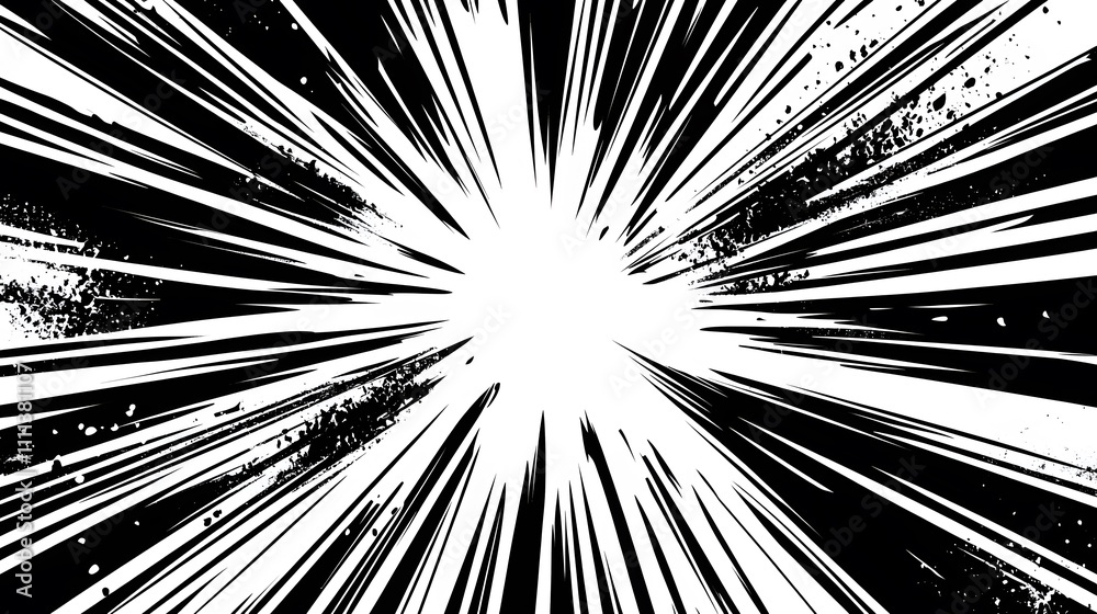 Fototapeta premium Abstract Black and White Radial Burst Design