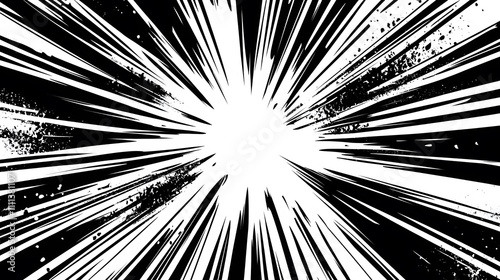 Abstract Black and White Radial Burst Design