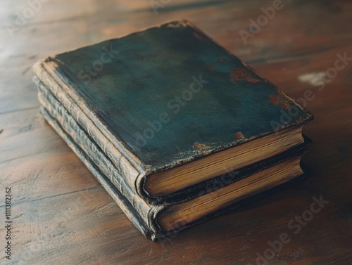 Old Books on a Wooden Table: A Still Life with Antique Volumes