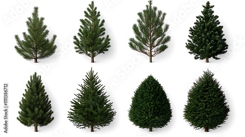 Eight Types of Christmas Trees: A 3D Render Collection AI Generated