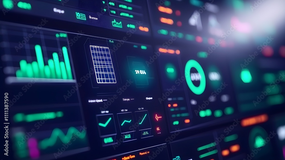 Digital Dashboard with Financial Data and Graphs Digital Dashboard with Financial Data and Graphs